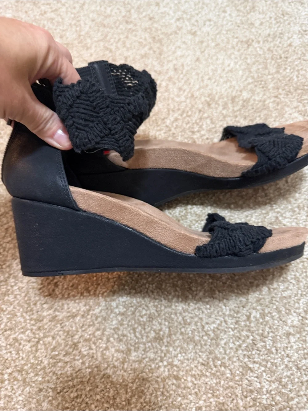 Lucky Brand Black Crochet Ankle Strap Heels - Picture 5 of 5